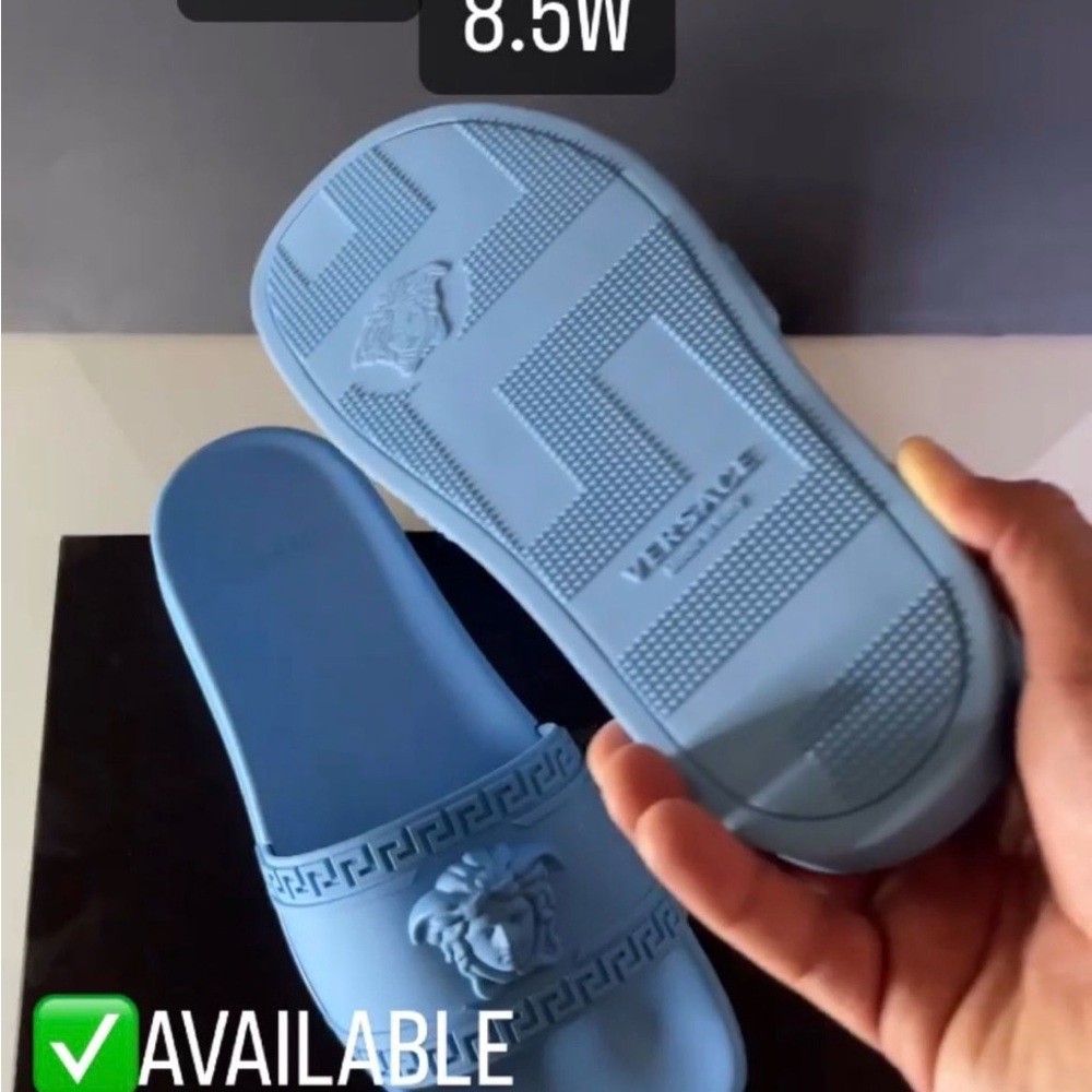 Versace Light Blue Medusa Slides